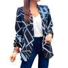 Stylish Women Spring Lapel Casual Blazer Top Washable Women Blazer Geometric Line Print Lapel Blazer Streetwear