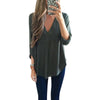 Stylish Women's Loose Three Quarter Sleeve Blouse Casual Autumn V-Neck White Green Blouse Shirt Tops S-3XL
