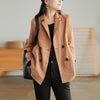 Suede Blazer Woman 2023 Spring And Autumn Korean Loose Wild Suit Collar Long Sleeve Vintage Casual Jacket Top M566