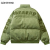 Suede Leather Jacket Winter Parkas Streetwear Vintage Embroidery Letter Thicken Warm Bubble Padded Coats Harajuku Puffer Jackets