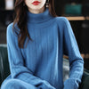 Suit 2023 Ladies Long Sleeve Turtleneck Cashmere Sweater Casual Knit Loose Wide Leg Pants Women 100% Pure Wool Suit