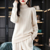 Suit 2023 Ladies Long Sleeve Turtleneck Cashmere Sweater Casual Knit Loose Wide Leg Pants Women 100% Pure Wool Suit