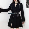 Suit Blazer Top Women Black Tops Gothic Cardigan Jacket Elegant Stylish Jacket Double Breasted Coat Slim Office Lady Party Club