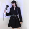 Suit Blazer Top Women Black Tops Gothic Cardigan Jacket Elegant Stylish Jacket Double Breasted Coat Slim Office Lady Party Club