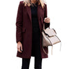Suit Coat Flap Pockets Skin-touch Versatile Autumn Winter Button Placket Mid-length Women Suit Jacket   Lady Blazer  Outerwear
