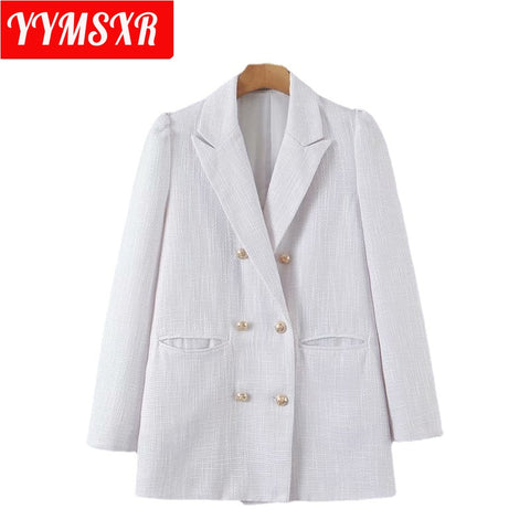 Suit Jacket Coat Women European and American Puff Sleeve Woolen Top 2023 Autumn Pure Color Versatile Loose Elegant Clothes