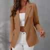 Suit Jacket  Flap Pockets   Office Blazer Women Button Placket Slim Business Office Coat