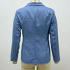 Suit Jacket  Flap Pockets   Office Blazer Women Button Placket Slim Business Office Coat