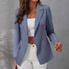 Suit Jacket  Flap Pockets   Office Blazer Women Button Placket Slim Business Office Coat