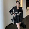 Suit Jacket Women's Spring Autumn Trench Coat Women Retro French Design Waist Navy Collar Small Temperament Long Sleeve Blazers