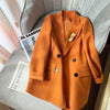 Suit Jacket Women's Thickened Autumn And Winter Orange Woolen Coat Loose Temperament Double Breasted Blazer h1988