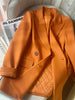 Suit Jacket Women's Thickened Autumn And Winter Orange Woolen Coat Loose Temperament Double Breasted Blazer h1988