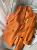 Suit Jacket Women's Thickened Autumn And Winter Orange Woolen Coat Loose Temperament Double Breasted Blazer h1988
