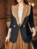 Suit Jacket Women's Tweed French Style High-end  Autumn Big Lapel Suit Blazer Hit Color Patchwork Pockets Coats