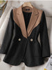 Suit Jacket Women's Tweed French Style High-end  Autumn Big Lapel Suit Blazer Hit Color Patchwork Pockets Coats
