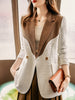 Suit Jacket Women's Tweed French Style High-end  Autumn Big Lapel Suit Blazer Hit Color Patchwork Pockets Coats