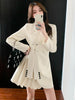 Suit Skirt Korea Chic Autumn Simple Trendy Women Lapel Tie Wide Loose Office Apricot Long-sleeved Suit Dress 2023