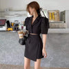 Suit Skirt Set Women 2023 Summer Style Bubble Short Sleeve Loose Temperament Suit Skirt Set Blazer and Mini Skirt Suits