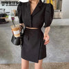 Suit Skirt Set Women 2023 Summer Style Bubble Short Sleeve Loose Temperament Suit Skirt Set Blazer and Mini Skirt Suits