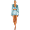 Suit Skirt Suit Women's Long Sleeve Feather Short Blue Small Suit Female Autumn Suit Fashion
