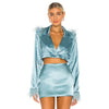 Suit Skirt Suit Women's Long Sleeve Feather Short Blue Small Suit Female Autumn Suit Fashion