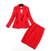 Suit Suit Female Red High Waist Bag Hip Skirt Temperament Slim Small Suit Jacket Two-piece 2022 Autumn Women's Clothing