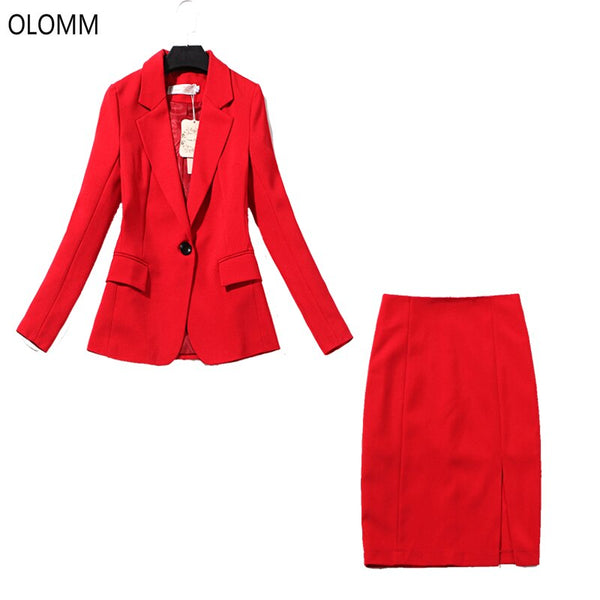 Suit Suit Female Red High Waist Bag Hip Skirt Temperament Slim Small Suit Jacket Two-piece 2022 Autumn Women's Clothing