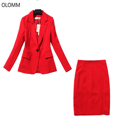 Suit Suit Female Red High Waist Bag Hip Skirt Temperament Slim Small Suit Jacket Two-piece 2022 Autumn Women's Clothing