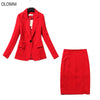 Suit Suit Female Red High Waist Bag Hip Skirt Temperament Slim Small Suit Jacket Two-piece 2022 Autumn Women's Clothing