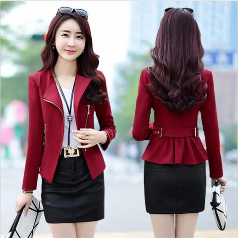 Suit Women Clothing 2022 Coat Women Blazers Spring And Autumn Short Slim Suits Female Outerwear Black red OEAID