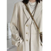 Suit coat female autumn winter heavy temperament double lapel long loose suit jacket over knee windbreaker female