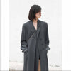 Suit coat female autumn winter heavy temperament double lapel long loose suit jacket over knee windbreaker female