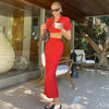 Suit dress women's two-piece dress mid-length solid color short top summer women's elegant sexy party high waist small suit skir