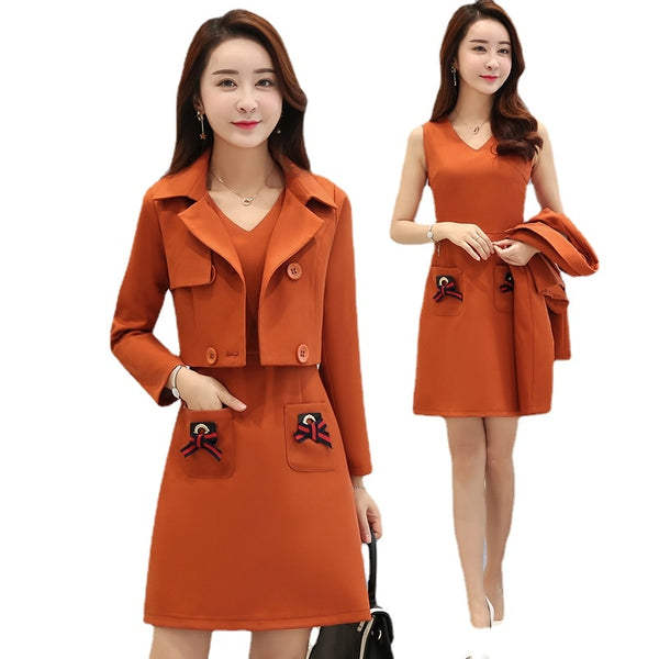Suit female autumn Korean version of the small fragrance two-piece 2022 casual temperament dress female suit skirt