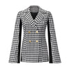Suit jacket bird plaid double-breasted shawl small jacket 2023 autumn and winter Hepburn temperament jacket