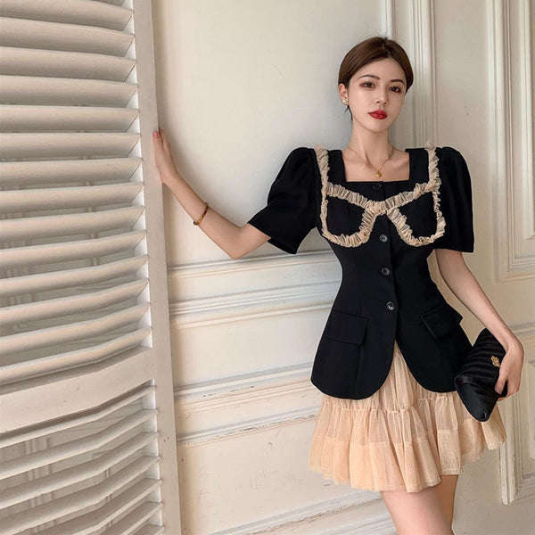 Suit skirt summer 2022 women's waist down suit top skirt temperament two piece set