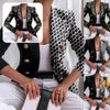 Suits Coat Geometry Print Short Lapel Double Breasted Turndown Collar Blazer