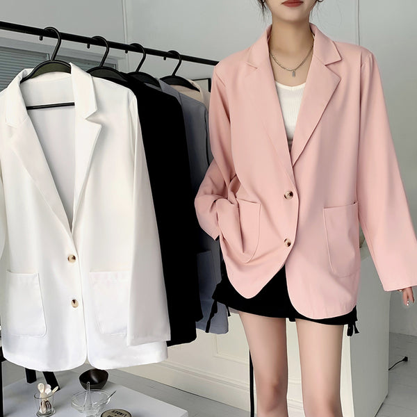 Suits For Women Blazer 2023 Solid Casual  Blazer  Feminino Autumn Winter Black White Pink Arrive Coat DD207