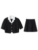 Suits Skirt Women's Detachable Collar Short A-line Skirts Solid Two Piece Set Woman Office Lady Summer 2023