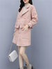 Suits Women Autumn Winter Elegant Vintage Plaid Blazer Coat Tops and Pink Mini Skirt 2 Two Piece Set Ladies Clothes