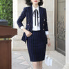 Suits Women Double Breasted Striped Designer Blazer Jacket Mini Skirt 2 Piece Set Business Formal Work Office Ladies Wear