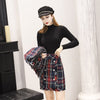 Suits Women Runway Designer Elegant Office Ladies Formal Tweed Wool Plaid Blazer Jacket Mini Skirt 2 Piece Set 2022 Winter