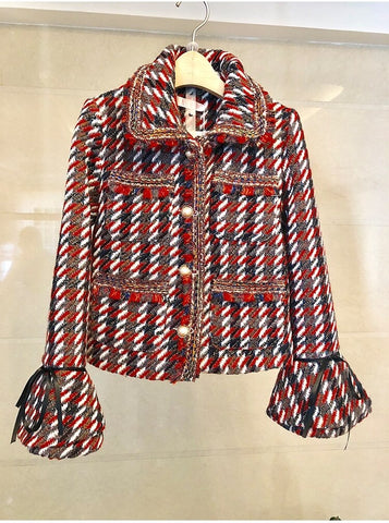 Suits Women Runway  Designers Elegant Office Ladies Formal Tweed Blazer Jacket Coat Mini Skirt 2 Piece Sets Winter