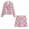 Suits Za British plaid office women suit 2-piece suits 2022 spring plaid simple slim women short skirt suits
