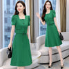 Summer 2-Piece Blazer Sets Square Collar Short Sleeve Cropped Blazer + High Waist A-Line Skirt Office Lady Casual Matching Set