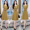 Summer 2-Piece Blazer Sets Square Collar Short Sleeve Cropped Blazer + High Waist A-Line Skirt Office Lady Casual Matching Set