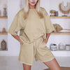 Summer 2 Pieces Set Tracksuit Women's Casual Sets Oversize Solid Short Sleeve T-shirts Women Suit Streetwear Ladies Shorts Suits