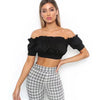 Summer 2022 New crop top WOMENS Off shoulder short sleeve tank tops Backless solid color fashion sexy pullover top fem clothes