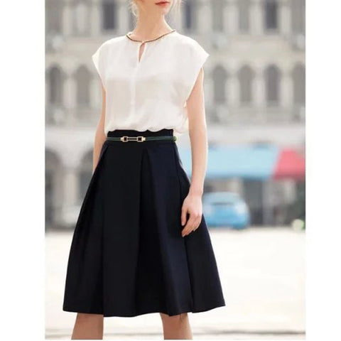 Summer 2022 White Chiffon Blouse Shirt Black Blouse Top Shirt Womens Neck Line Work Wear Slim Solid Sleeveless Tops Office Lady