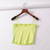 Summer 2022 yellow black white off shoulder crop top women shirts workout backless spaghetti strap cami top streetwear
